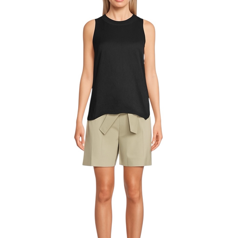 𝐕𝐈𝐍𝐂𝐄 Crinkled Silk Tank Top — Black (M)